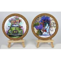 Linea Due Elle Sottobicchieri Ceramica e Sughero D 11 Cm Decorazione Lavanda 1 Pz