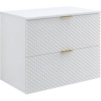 Mobile lavabo da bagno Borneo 80 x 49 x 63 cm – Bianco opaco – Mobile da bagno sospeso con 2 cassetti