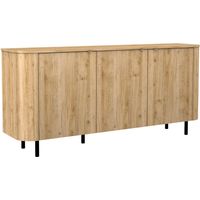 Buffet 3 portes aspect bois finition Cadiz design coins arrondis pieds métal noir - VIVARINI