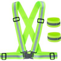 Safety Vest + Reflective Adjustable Elastic Safety Vest for Running, Biking, Motorcycle
