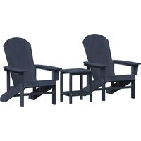 Ensemble de jardin,Salon de jardin 3 Pièces Bleu Marine HDPE CFW762868
