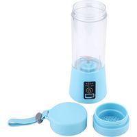 Mixeur électrique portable USB pour jus de fruits, extracteur de jus à double lame (bleu)