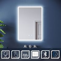 ELEGANT 700 x 500mm Bluetooth Bathroom LED Mirror Light with Demister Pad Shaver Socket Blue/White 2 Colors Backlit Touch Switch