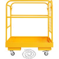 Mophorn Gabbia di sicurezza per carrelli elevatori Capacita di carico 1200 libbre Piattaforma di lavoro pieghevole da 36 x 36 pollici con ruote girevoli bloccabili Foro di scarico e catena del