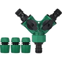 Connecteur de Raccord Tuyau D'arrosage, Embout Tuyau Arrosage, Séparateur de Tuyau en Y, Adaptateur Robinet Tuyau Arrosage, Gardena Raccord avec 2 Sorties Vannes pour Robinet Jardin