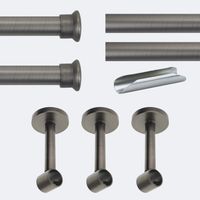Kit de tringle à rideaux Carbone 300cm Diam.20mm Embout Chapeau - Fixation Mur - Boulet