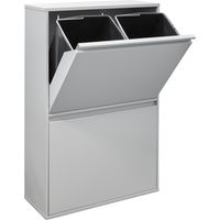 Arregui – Poubelle de recyclage en acier 4 seaux 68L – Système d’ouverture basculant – Pour cuisine ou bureau – CR602B