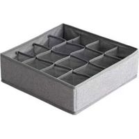 FENOPLASTICABoîte de rangement pour sous-vêtements avec séparateurs de tiroir, boîte de rangement pliable en tissu pour vêtements de bébé, sous-vêtements, cravates et chaussettes - gris foncé (16 comp