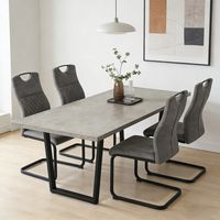 Ensemble de table à rallonges et chaises, table rectangulaire en MDF de 130 à 170 cm(4 chaises, tissu, gris)