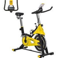 Bicicleta estática regulable en altura, bicicleta de fitness, rodillo de entrenamiento con transmisión por correa y pantalla LCD, fabricada en acero y ABS, 50x100x101-113 cm