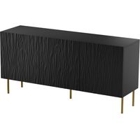 Commode de rangement Meuble universel 152x75x42cm sur pied Noir mat YOUNGE