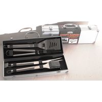 kit valigetta con 4 attrezzi per barbecue in acciaio