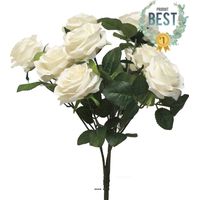 Bouquet de rose Paris artificielle, 10 têtes, H 42 cm Crème - BEST - couleur: Crème