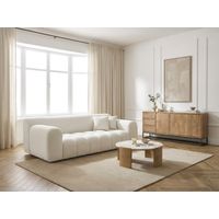 BOBOCHIC - Canapé droit fixe 3 places MELISSE tissu texturé Blanc