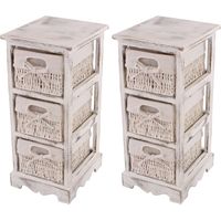 2x commodes /meubles d'appoint / étagères, 3 paniers, 25x28x58cm, shabby, vintage, blanc
