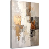 Cuadro sobre Lienzo, Abstracción en beige y dorado, 80x120