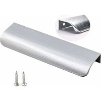 Lot de 10 poignées de meuble en nickel brossé, invisibles, pour tiroir de cuisine, en acier inoxydable (entraxe 150 mm) -