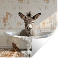 STICKER MURAL Âne - Animaux - Baignoire - Mousse Décoration murale 50x50 cm