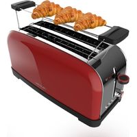 Cecotec Grille-pain Vertical 2 Fentes Longues Toastin' Time 1500 Rouge. 1500 W, 4 Tranches de Pain, Fente Large de 3,8 cm