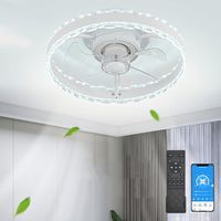 Ceiling Fans with Lights, Flush Mount Low Profile Ceiling Fan with app and Remote, 6 Wind Speeds, 40cm