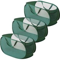Panier a Linge Pliable, 3 Pièces Pop-Up Panier Linge Pliable, Paniers à Linge Pliables, En Maille Filet Panier Linge, Panier à Linge Pliable Avec Poignée Pour Chambre, Chambre D'enfant Et Voyage,Vert