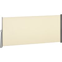 Store latéral rétractable 300x160cm pare-soleil crème, enroulable, protection solaire et intimité pour balcon terrasse