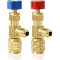Soupape de Sécurité pour Remplissage de Frigorigène,Kit de 2 Raccords Rapides Compatibles R410A/R22, Adaptateurs 5/16"-5/16" et 5/16"-1/4" pour Climatisation et Pompe à Chaleur