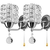 2X Luce a Muro Moderno Lampada a Muro in Cristallo Stile Elegante Cilindro Creativo Applique da Parete per Soggiorno Sala da Pranzo Camera da Letto Argento