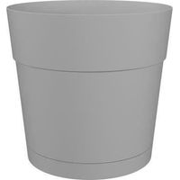 Vaso per fiori e piante rotondo CAPRI LARGE - Plastica - Serbatoio d'acqua - diametro 40 cm - Grigio chiaro - ARTEVASI