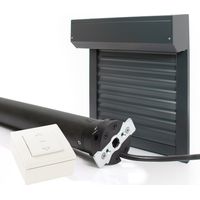 Volet roulant électrique filaire Alu Gris Anthracite - L120 x H220 cm - Motorisé avec commande murale, recoupable