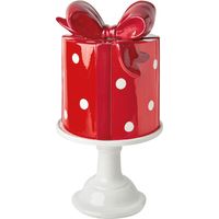 Preziosa Luxury Home Set Alzata Natale Rotonda Ceramica e Pacco Regalo D 23 Cm H 43,3 Cm Rosso