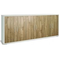 Madia moderna soggiorno 6 ante MDF colore marrone dimensioni 203x41x84 cm effetto ossido bianco e noce stelvio