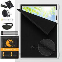 100% Blackout Curtain 150 x 300 cm — Privacy, Thermal Insulation and Protection from the Cold — Velcro Fastening — Ideal for Bedrooms — Black