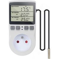 220-V-Digital-Temperaturregler-Stecker mit Sonde für Heizung und Kühlung, LCD-Temperaturregler-Stecker für Kühlschrank, Inkubator, Gewächshaus, Ventilator