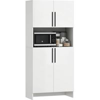 Küchenschrank, Vorratsschrank für Küche, Wohnzimmer, Esszimmer, Schränke, Regale, Mikrowellenablage, Spanplatte, Weiß