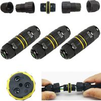 Wasserdichte Anschlussbox/ 3 Stück IP68 wasserdichter Kabelstecker/Außenmantelstecker/Kabel mit max. Ø 10 mm/wetterfeste Anschlusskabelbuchse für den Außenbereich (3 Pole)