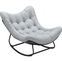 Fauteuil bascule jardin forme œuf – Coussin rembourré intégré – Dimensions 98 x 111 x 74 cm – Coloris gris – Design cocooning
