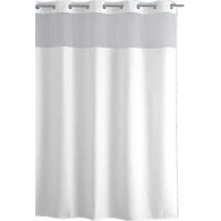 70.9 x 70.9 Inch Textured Shower Curtain with Snap-On PEVA Lining Set, Hotel Style Fabric Outer Curtain and Waterproof Inner Lining, White