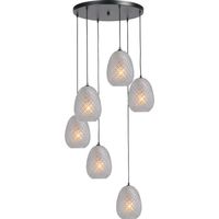 Lampe suspendue noire Pineapple 6 lumières avec verre clair - 2292-05-00-50-6