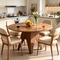 Table à manger ronde 120 cm, Table de Cuisine Moderne pour 4 à 6 Personnes pour Salle à Manger, Salon, Couleur bois de noyer