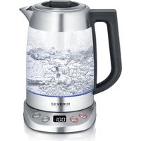SEVERIN - Tetera y hervidor de vidrio deluxe con capacidad: 1,7 litros de agua, 1,5 litros de té, 3000 W Acero Inoxidable/Vidrio WK 3480