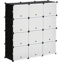 Modulares Regalsystem, Steckregal, zusammensetzbar aus 12 Würfeln 125 x 32 x 125 cm, Kunststoff+Stahl Schwarz