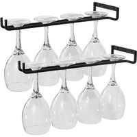 Weinglashalter, 2er-Set Stielglashalter mit Schrauben, Hängender, robuster Metall-Weinglasständer für 4 Gläser, geeignet für Küche, Bar, Restaurant, Schwarz