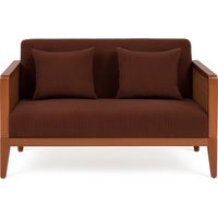 Boca Duo - Divano 2 Posti 143x80x84,5 cm Divanetto in Legno Massello Noce e Polyrattan con Cuscini Marrone