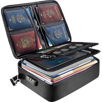 Boîte à documents ignifugée avec serrure, sac à documents portable ignifugé et étanche, boîte de classement ignifugée pour documents, boîte de rangement pour documents importants, noire, 38 x 28 x 10