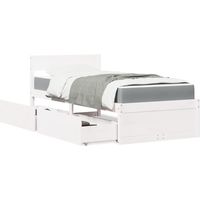 vidaXL Lit avec tiroirs et matelas blanc 90x200 cm bois massif de pin