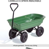 CARRELLO DA GIARDINO RIBALTABILE - MAX 250KG - 4 RUOTE - IN ABS - CARRIOLA