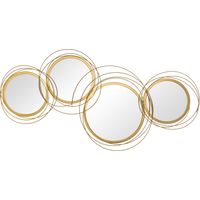 Espejo de pared decorativo moderno de metal dorado de 107 cm, escultura de pared colgante para sala de estar, dormitorio y comedor.