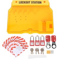 Kit de Station d'étiquetage de verrouillage PC, couvercle Transparent, montage mural, panneau de verrouillage de sécurité industrielle, ensemble avec 10 étiquettes pour l'électricité