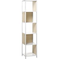 Estante blanco con madera clara 165 x 35 cm 5 niveles estilo moderno minimalista Bogota